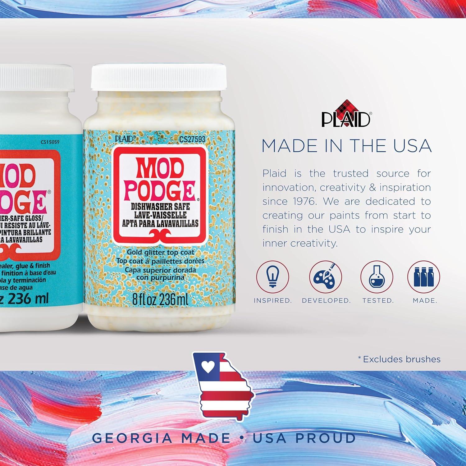 image:imageMod Podge Dishwasher Safe Decoupage Set Includes 3 Soft Bristle Brushes Perfect for DIY Arts and Crafts Projects