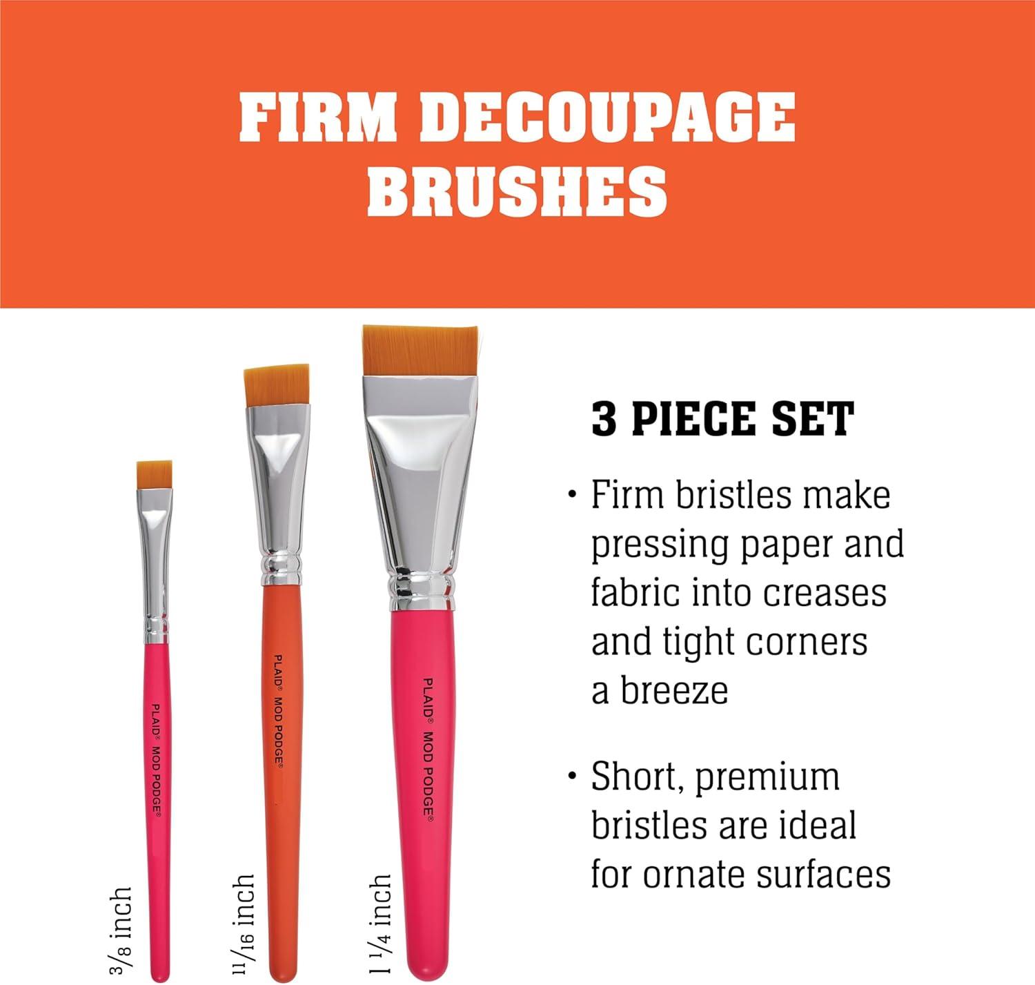 image:imageMod Podge Furniture Brush Set of 3 1 14Inch 1116Inch 38Inch 24781 One Each Original VersionDecoupage Brush 3 PC