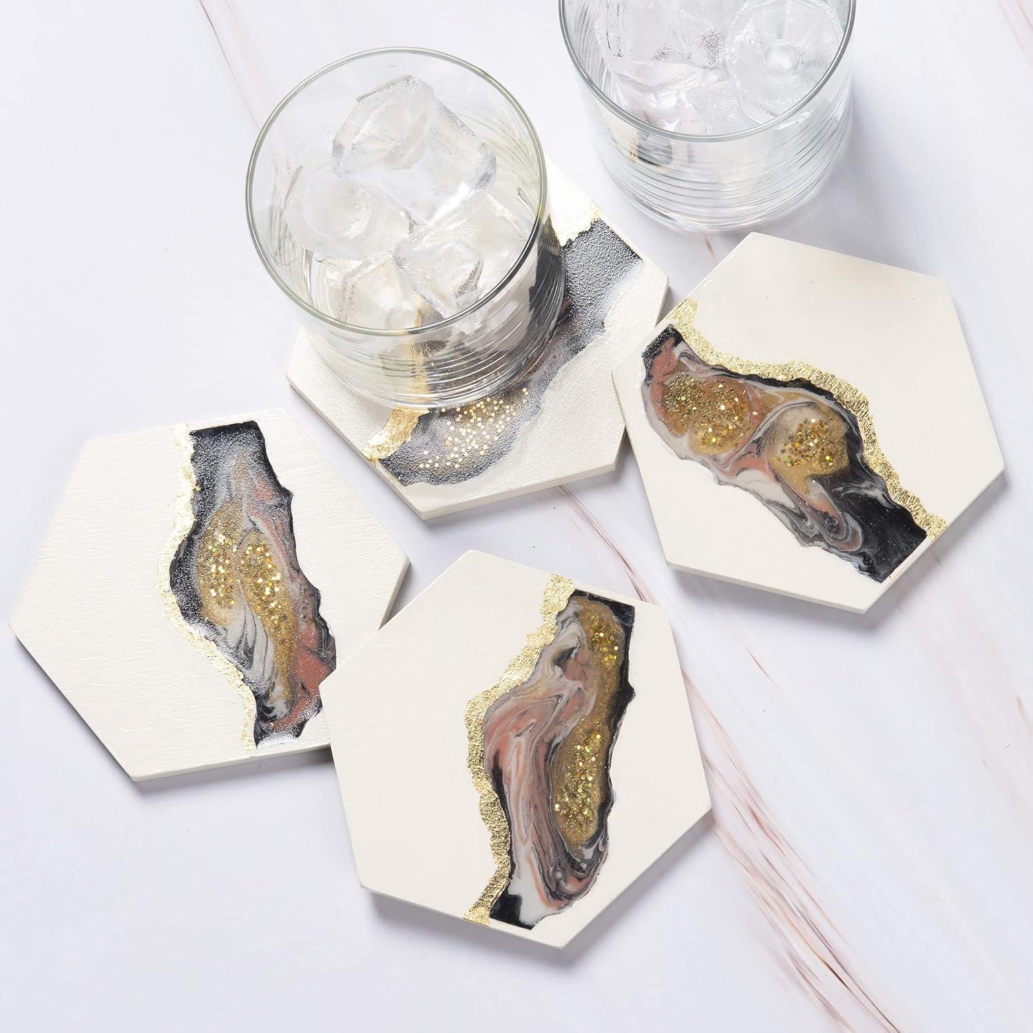 image:imageMod Podge Resin Wood Coaster River Set of 5 Resin Pouring Coaster Kit Pouring Surface for Epoxy Resin DIY Wood Pouring Craft Supplies for Resin Arts and Crafts 56934E