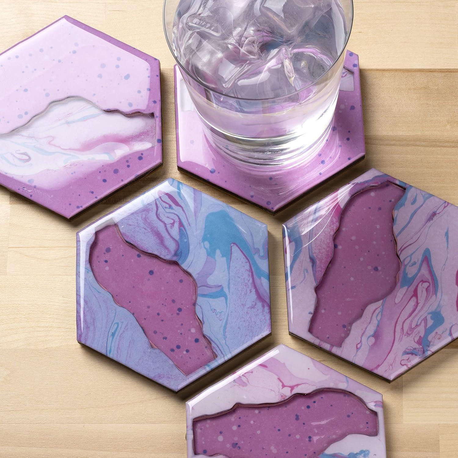 image:imageMod Podge Resin Wood Coaster River Set of 5 Resin Pouring Coaster Kit Pouring Surface for Epoxy Resin DIY Wood Pouring Craft Supplies for Resin Arts and Crafts 56934E
