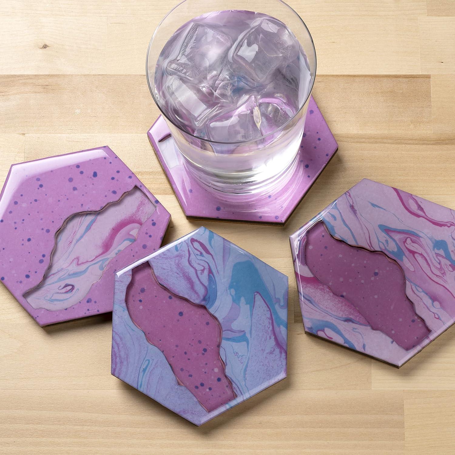 image:imageMod Podge Resin Wood Coaster River Set of 5 Resin Pouring Coaster Kit Pouring Surface for Epoxy Resin DIY Wood Pouring Craft Supplies for Resin Arts and Crafts 56934E