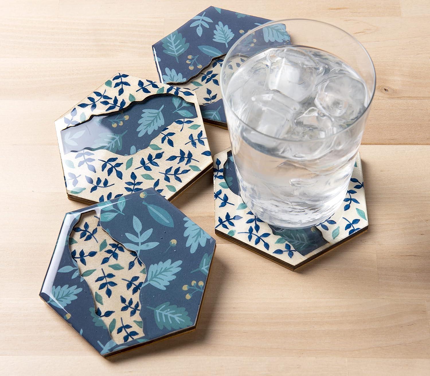 image:imageMod Podge Resin Wood Coaster River Set of 5 Resin Pouring Coaster Kit Pouring Surface for Epoxy Resin DIY Wood Pouring Craft Supplies for Resin Arts and Crafts 56934E