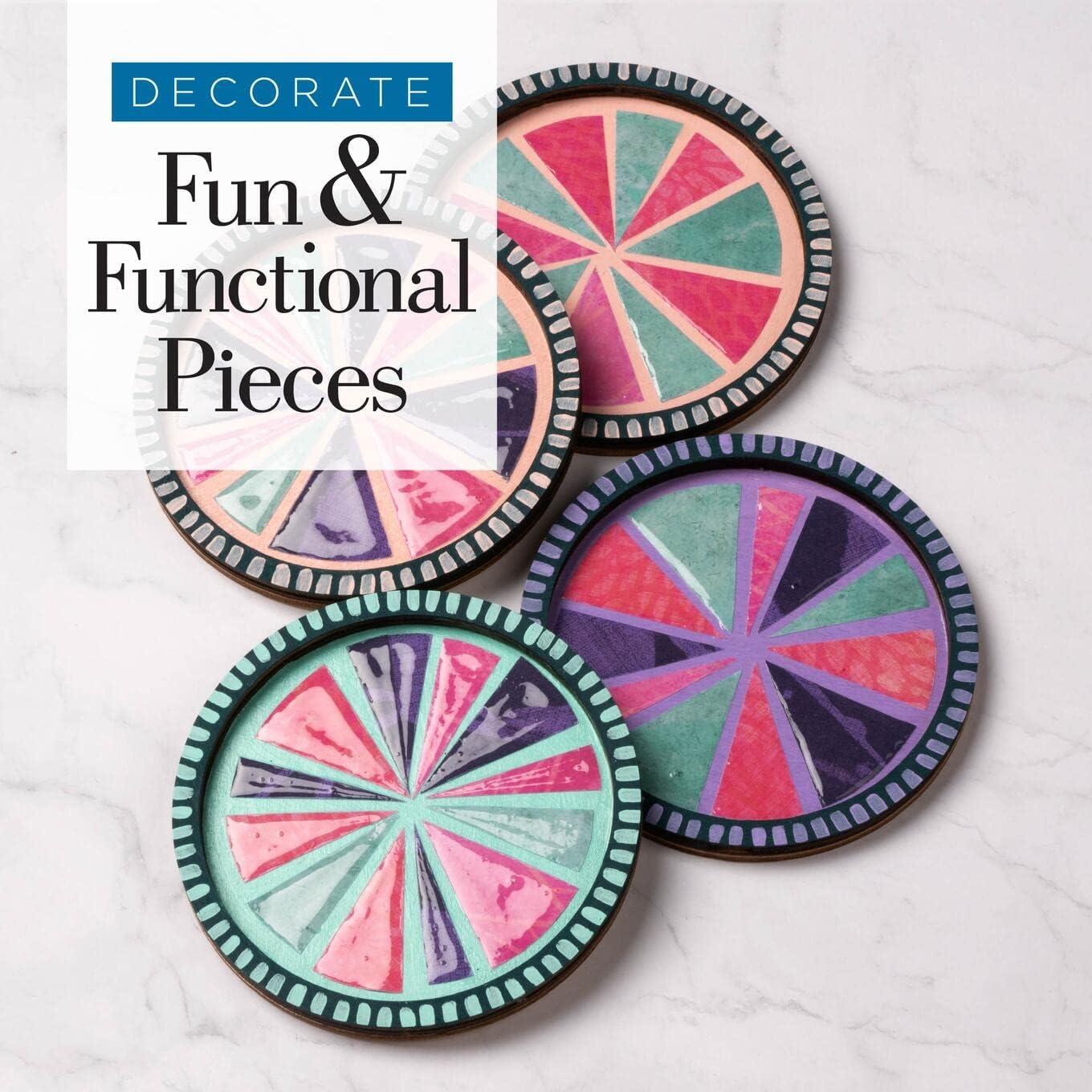 image:imageMod Podge Resin Wood Coasters Set of 4 Resin Pouring Coaster Kit Pouring Surface for Epoxy Resin DIY Craft Supplies for Resin Arts and Crafts Projects 25485