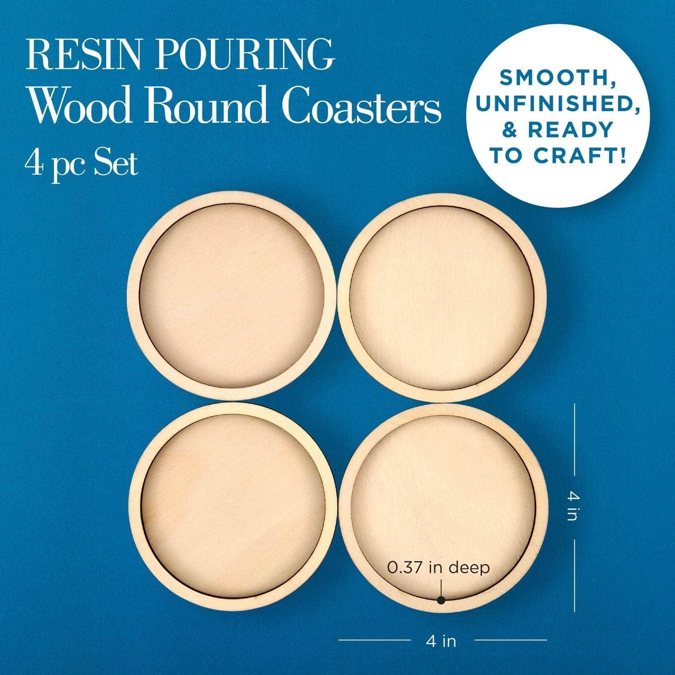 image:imageMod Podge Resin Wood Coasters Set of 4 Resin Pouring Coaster Kit Pouring Surface for Epoxy Resin DIY Craft Supplies for Resin Arts and Crafts Projects 25485