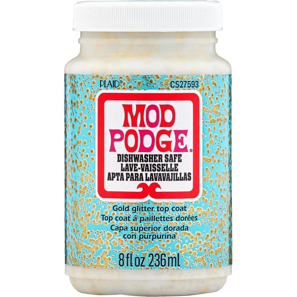 image:imageMod Podge CS27593 Dishwasher Safe Glitter Gold 8 fl oz MultiPurpose Formula Perfect for Easy to Apply DIY Arts and Crafts