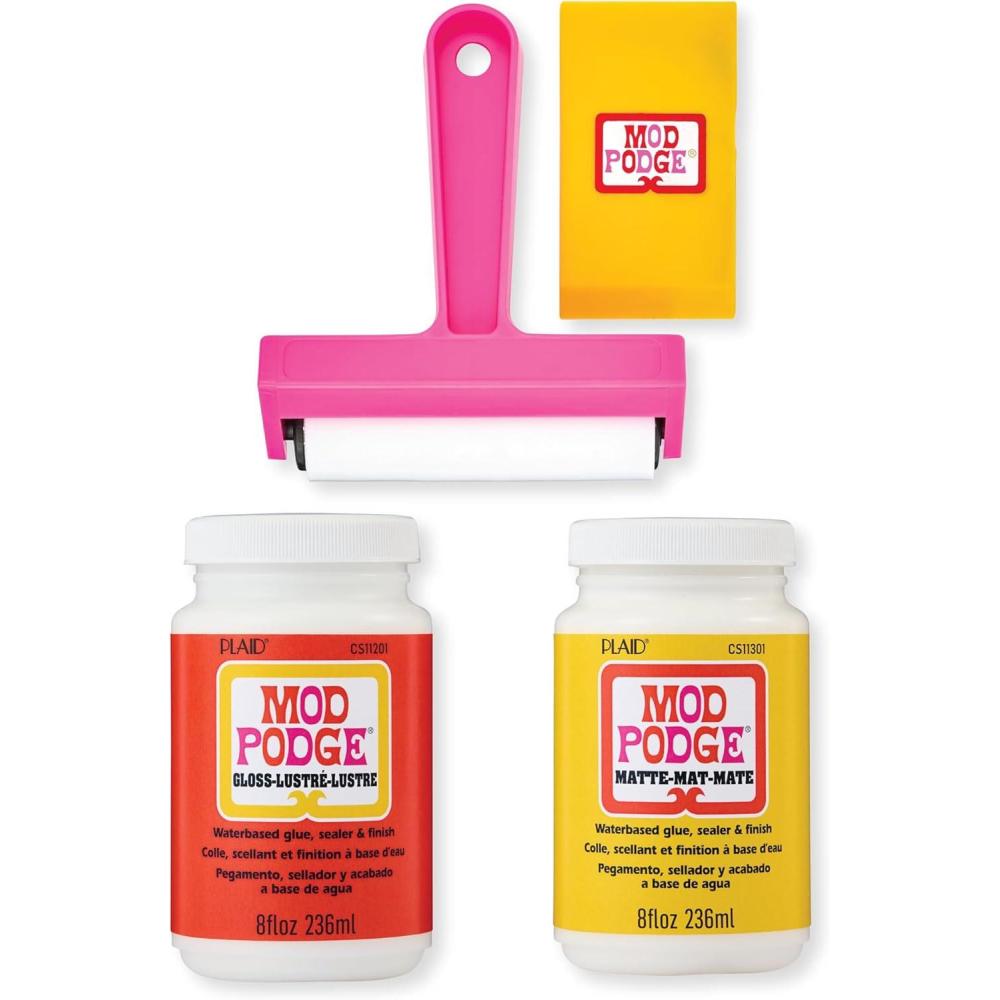 image:imageMod Podge Matte and Gloss Decoupage Kit Includes Brayer and Squeegee Perfect for DIY Arts and Crafts Projects