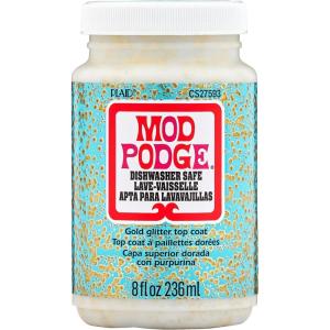 Mod Podge CS27593 Dishwasher Safe Glitter Gold, 8 fl oz Multi-Purpose Formula, Perfect for Easy to Apply DIY Arts and Crafts