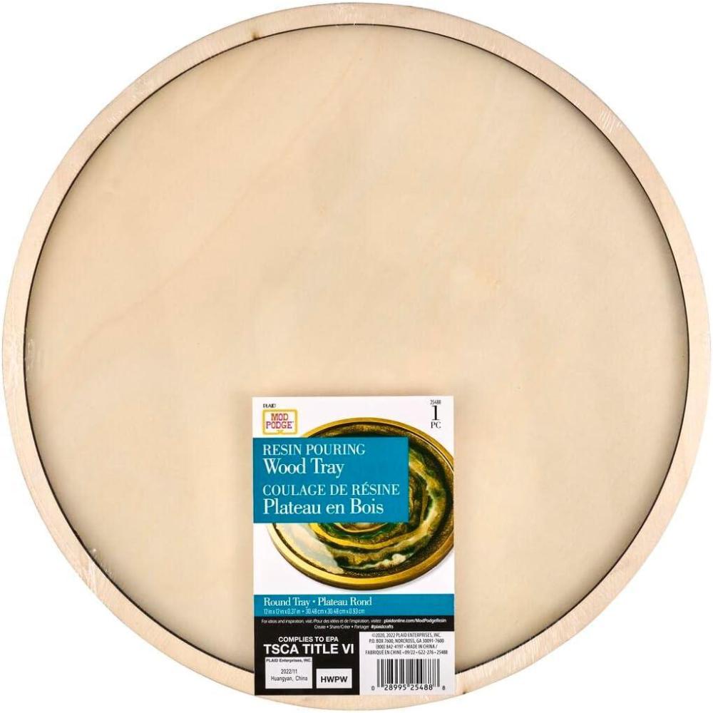 image:imageMod Podge Round Wood Tray 12 Pouring Surface for Epoxy DIY Supplies for Resin Arts and Crafts Projects 25488