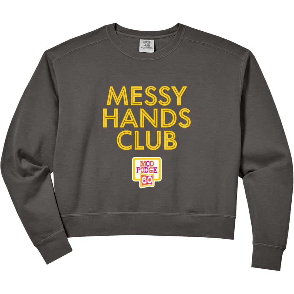 image:imageWomens Messy Hands Club Comfort Colors Crop SweatshirtPepper